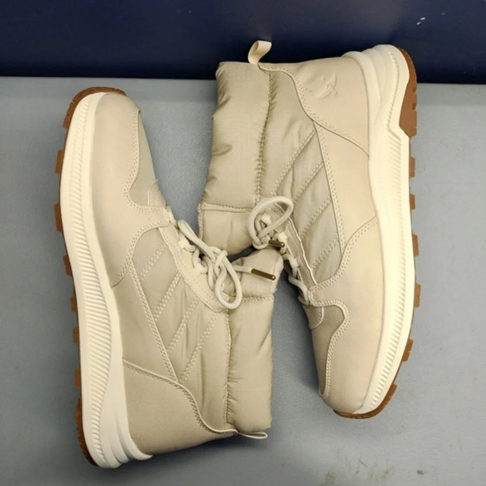 Eddie Bauer Balasana Winter Boots Womens US Size 11M Tan White Synthetic Lace Up